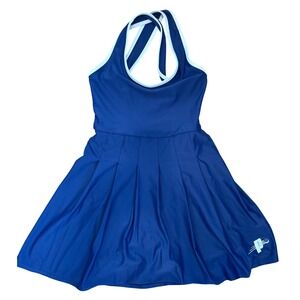 Prince Pickleball Dress Womens XS Blue White Pleated Halter Cross Back